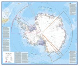 Large Political Antarctica Wall Map (Pinboard)