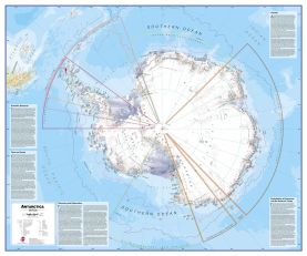 Large Political Antarctica Wall Map (Paper)