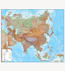 Large Physical Asia Wall Map (Laminated)
