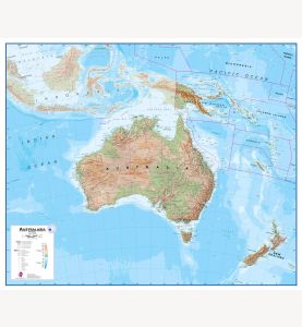 Large Physical Australasia Wall Map (Laminated)