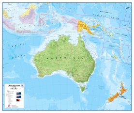 Large Political Australasia Wall Map (Laminated)
