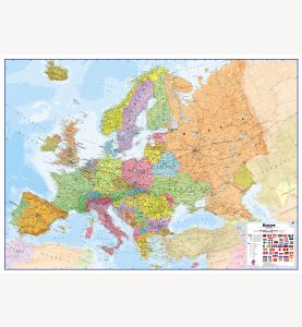 Laminated wall map - Political world, with metal support slats - 1