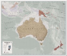 Large Executive Political Australasia Wall Map (Pinboard)