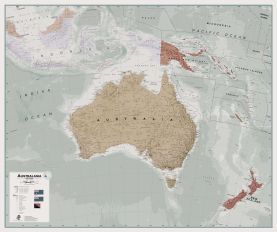 Large Executive Political Australasia Wall Map (Paper)