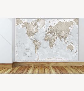 Giant World Map Mural - Neutral (Mural)