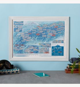 Scratch-Off Alpine Skiing Print (Pinboard & wood frame - White)