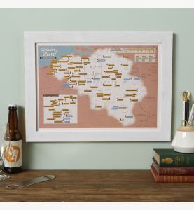 Scratch-Off Belgium Beers Print (Pinboard & wood frame - White)