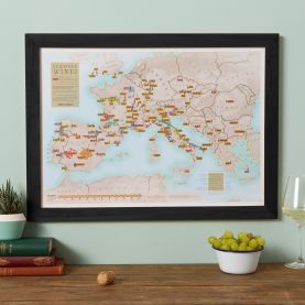Scratch-Off European Wine Print (Pinboard & wood frame - Black)