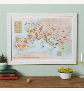 Scratch-Off European Wine Print (Pinboard & wood frame - White)