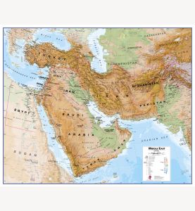 Huge Physical Middle East Wall Map (Laminated)