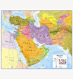 Medium Political Middle East Wall Map (Laminated)