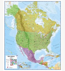 Huge Political North America Wall Map (Laminated)