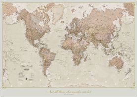 Medium Personalized Antique World Map (Pinboard)