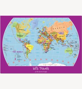 Small Personalized Child's World Map (Pinboard)