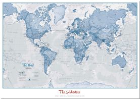 Small Personalized World Is Art Wall Map - Blue (Pinboard)