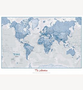Medium Personalized World Is Art Wall Map - Blue (Laminated)