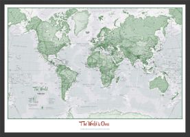 Small Personalized World Is Art Wall Map - Green (Pinboard & wood frame - Black)