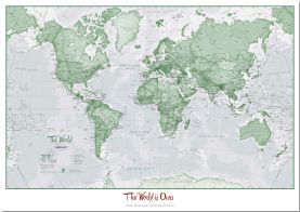 Small Personalized World Is Art Wall Map - Green (Pinboard)