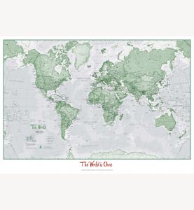 Large Personalized World Is Art Wall Map - Green (Laminated)