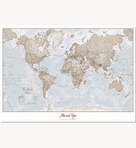 Medium Personalized World Is Art Wall Map - Neutral (Pinboard)