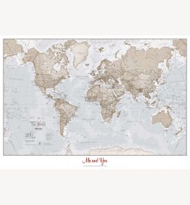 Medium Personalized World Is Art Wall Map - Neutral (Laminated)