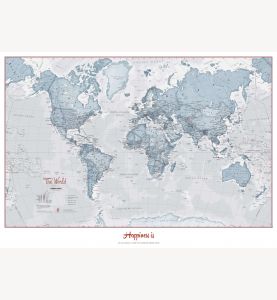 Huge Personalized World Is Art Wall Map - Teal (Laminated)