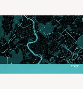 Rome City Street Map Print - Turquoise