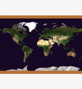 Small Satellite Map of the World (Wooden hanging bars)
