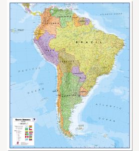 Large Political South America Wall Map (Pinboard)