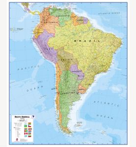 Huge Political South America Wall Map (Laminated)