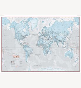 Large The World Is Art Wall Map - Aqua (Paper)