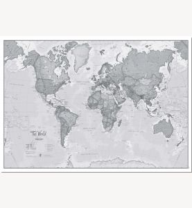 Medium The World Is Art Wall Map - Grey (Pinboard)