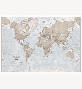 Medium The World Is Art Wall Map - Neutral (Laminated)