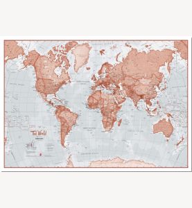 Small The World Is Art Wall Map - Red (Pinboard)