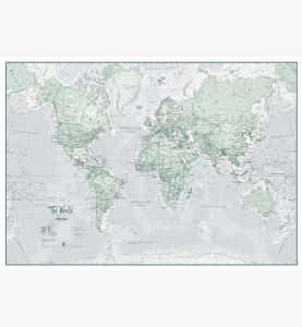 Large The World Is Art Wall Map - Rustic (Laminated)
