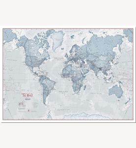 Large The World Is Art Wall Map - Teal (Pinboard)