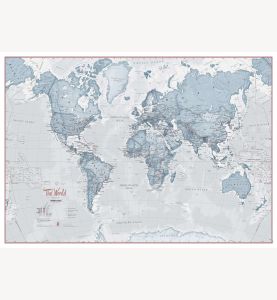 Large The World Is Art Wall Map - Teal (Laminated)