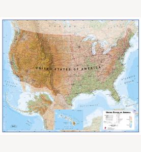 Large Physical USA Wall Map (Laminated)