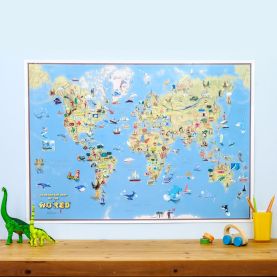 Kids Cartoon World Map (Silk Art Paper)