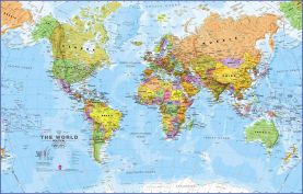 Small Political World Wall Map (Laminated)