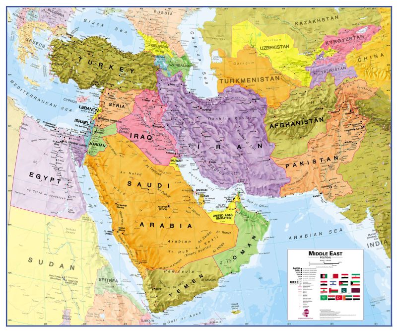 Middle East Wall Map Political Ct00798 