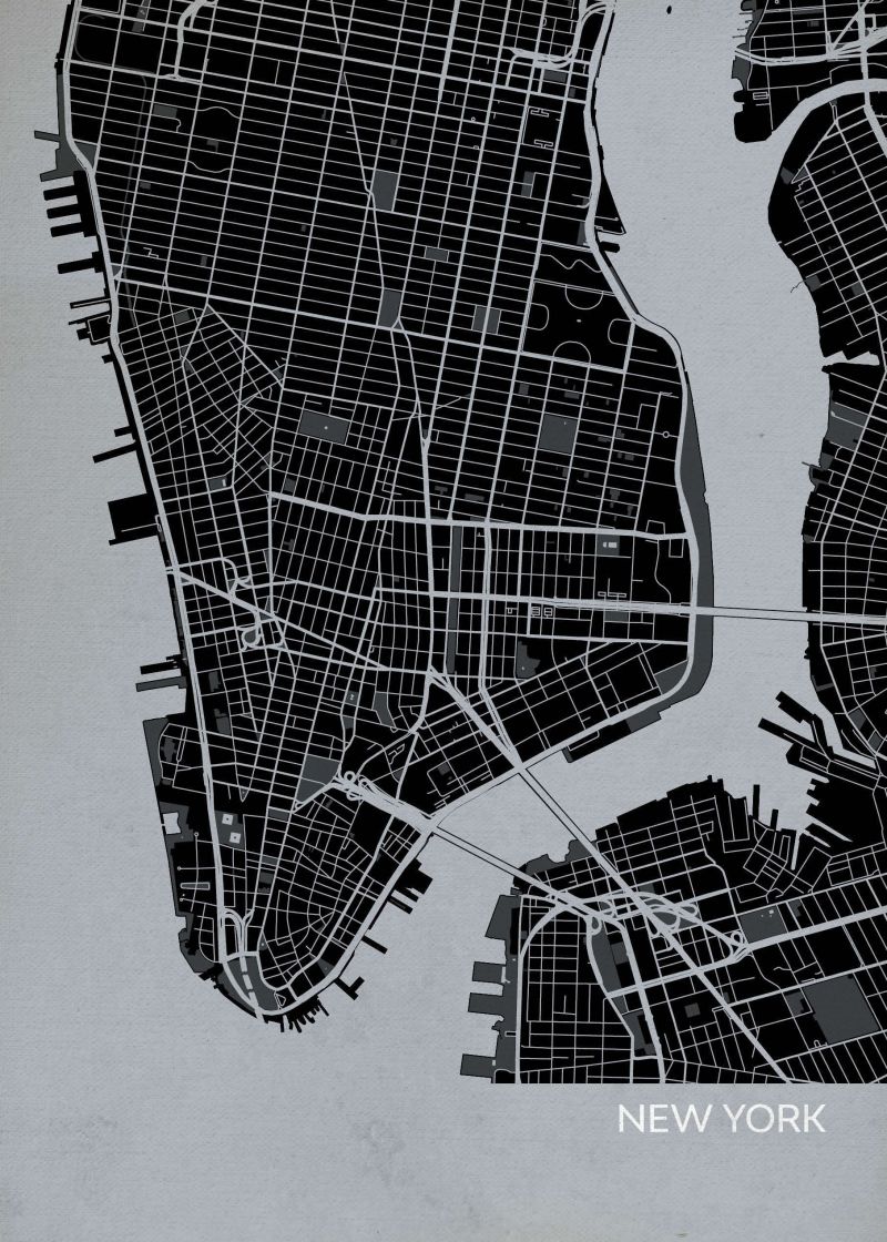 new york city, new york on a map