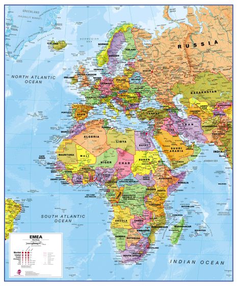 Europe Middle East Africa Emea Political Map Ct00800 