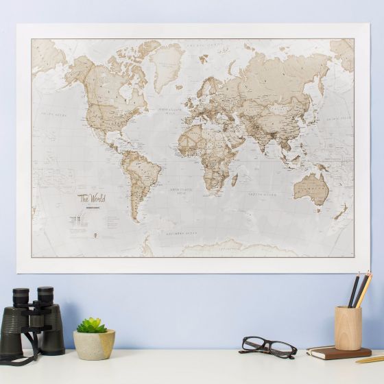 Maps International World Wall Map - Map of The World Poster - 23 x 33 -  Front Lamination