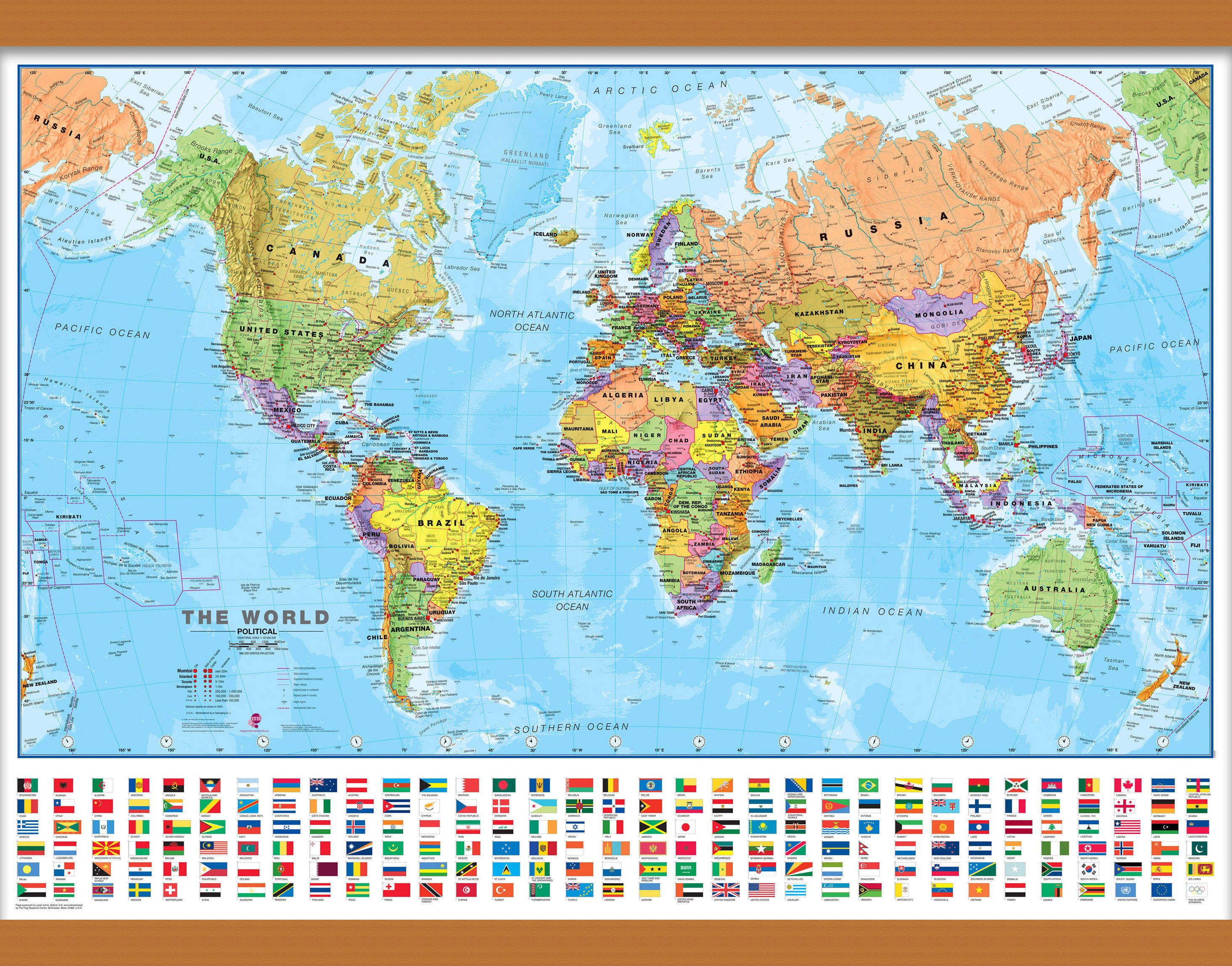 Political Wall Map Of The World By Equator Maps - Gambaran