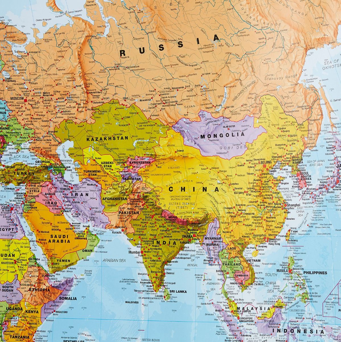 Large Political World  Wall Map  Laminated 