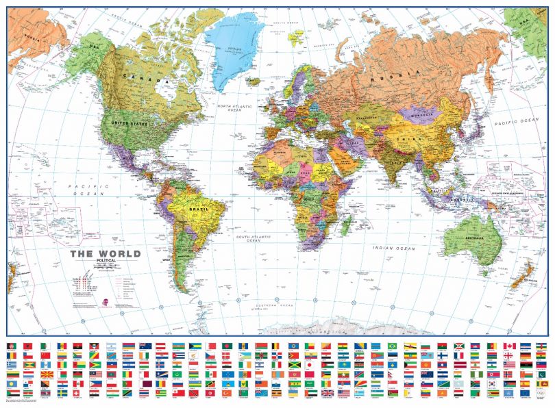 Large Laminated World Map Poster Wall Chart Flag New - vrogue.co